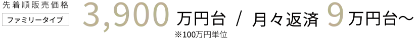 206号室 販売価格3,900万円台 毎月支払い9万円台