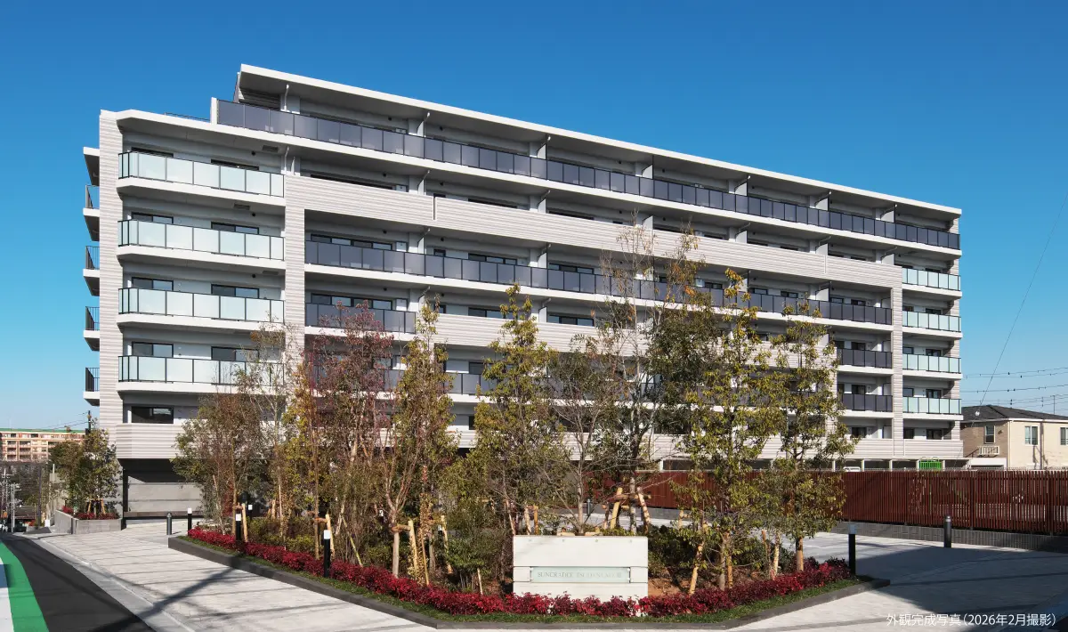 サンクレイドル津田沼Ⅲ 外観完成写真（2026年2月撮影）全209戸の大規模マンション