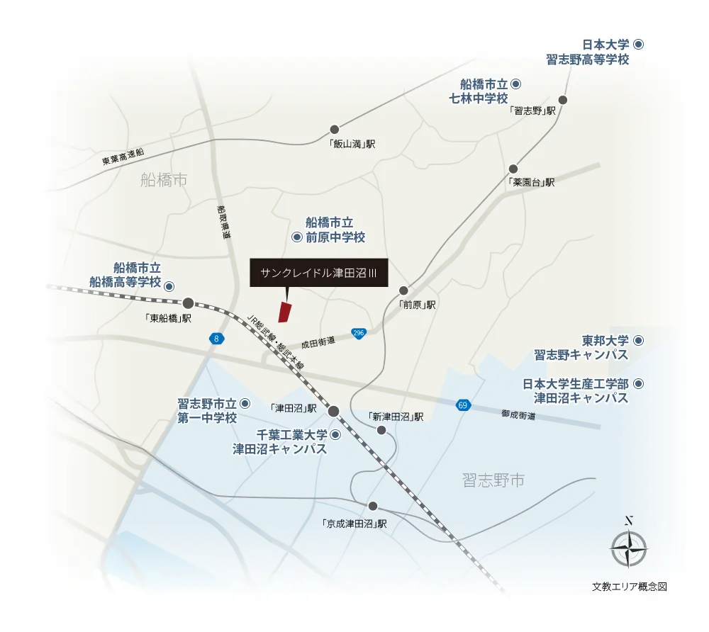 船橋市立前原中学校 外観 徒歩14分 約1050m