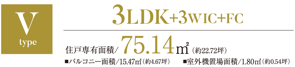 Vtype 3LDK+3WIC+FC